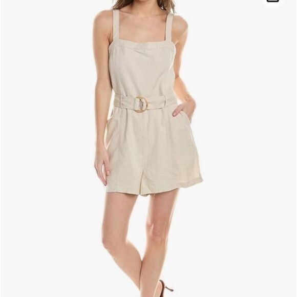 [BLANKNYC] Womens Linen Romper With Self Belt, Medium, NWT - Picture 1 of 5